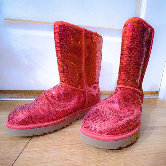 Ugg Short Glitter Sequin Boots Size 7 - Picture 7 of 7